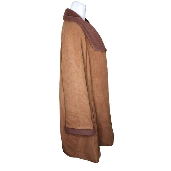 Vintage Bella Bicchi Fur Collar Swing Coat Womens M Brown Cashmere Wool - Picture 3 of 12
